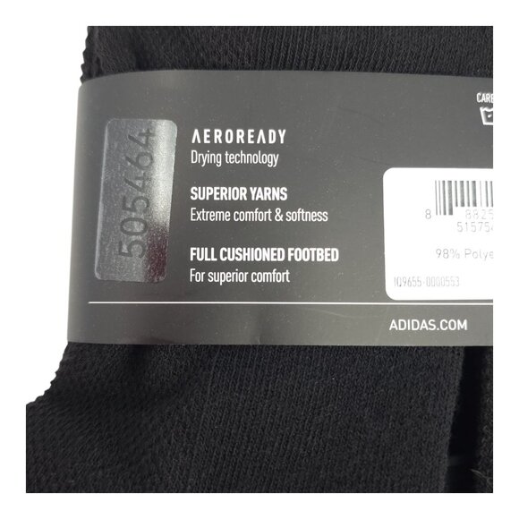 Adidas Womens Cushioned AEROREADY Socks 6 Pair Black Size 5-10 Comfortable - Picture 5 of 8